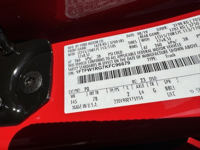 2019 Ford F-150 Raptor 4WD 5.5ft Box
