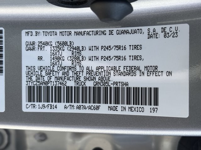 2023 Toyota Tacoma SR 4WD 5ft Bed