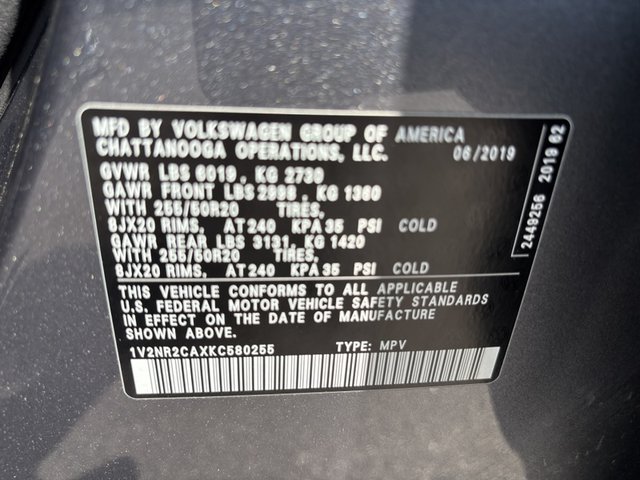2019 Volkswagen Atlas 3.6L V6 SEL Prem 4MOTION