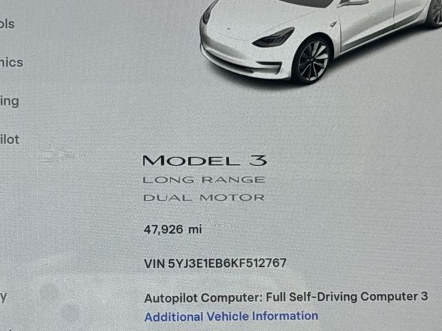 2019 Tesla Model 3 Long Range Battery AWD