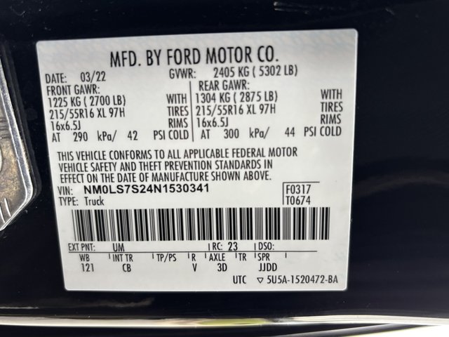 2022 Ford Transit Connect XL LWB w/Rear Sym