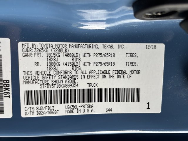 2019 Toyota Tundra SR5 4WD 5.7L V8