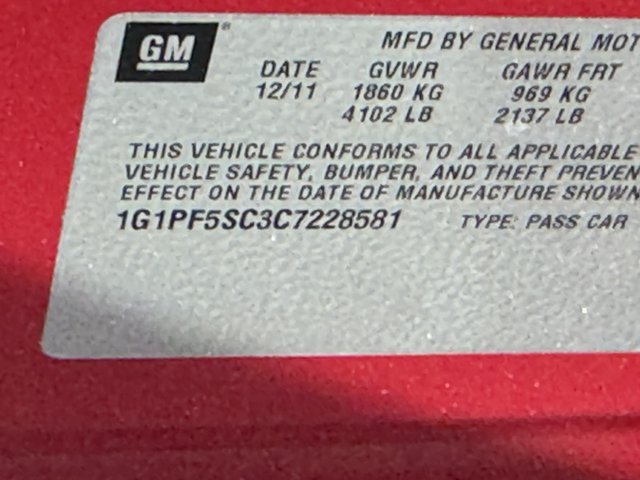 2012 Chevrolet Cruze LT w/1LT
