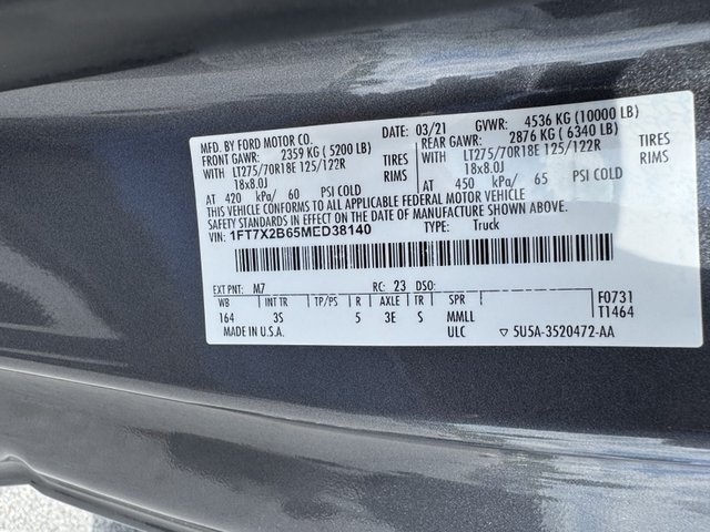 2021 Ford F-250 XLT SD 4WD 6.75ft Box