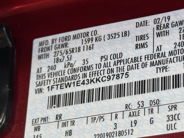 2019 Ford F-150 Lariat 4WD 5.5ft Box photo